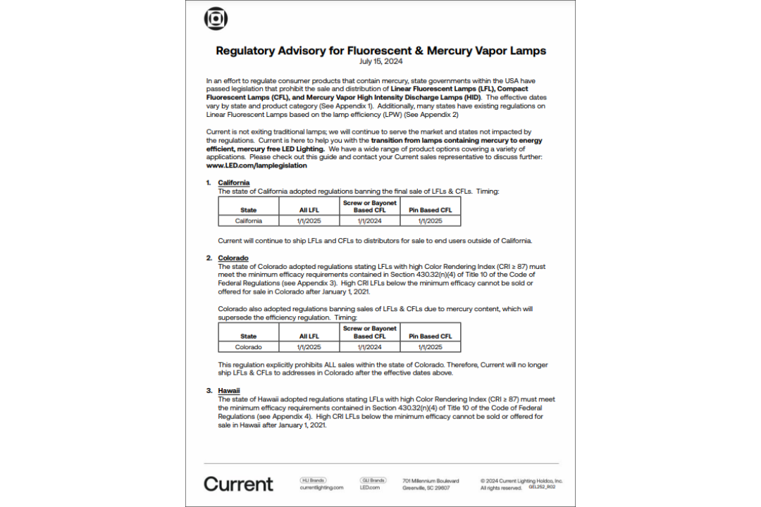 regulatory advisory for lamps document